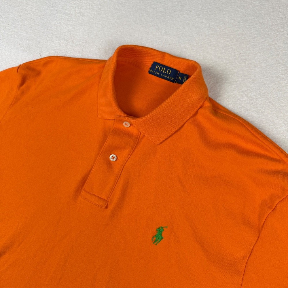 Polo Ralph Lauren Mens Orange Short Sleeve Pony Logo Polo Shirt Size M‎ RN41381